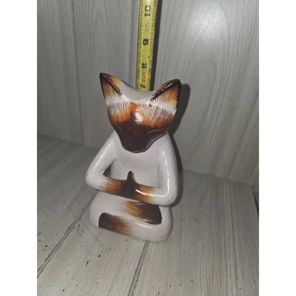 Handcrafted Yoga-Themed Siamese Cat Raintree Wood Sculpture Feline Yoga